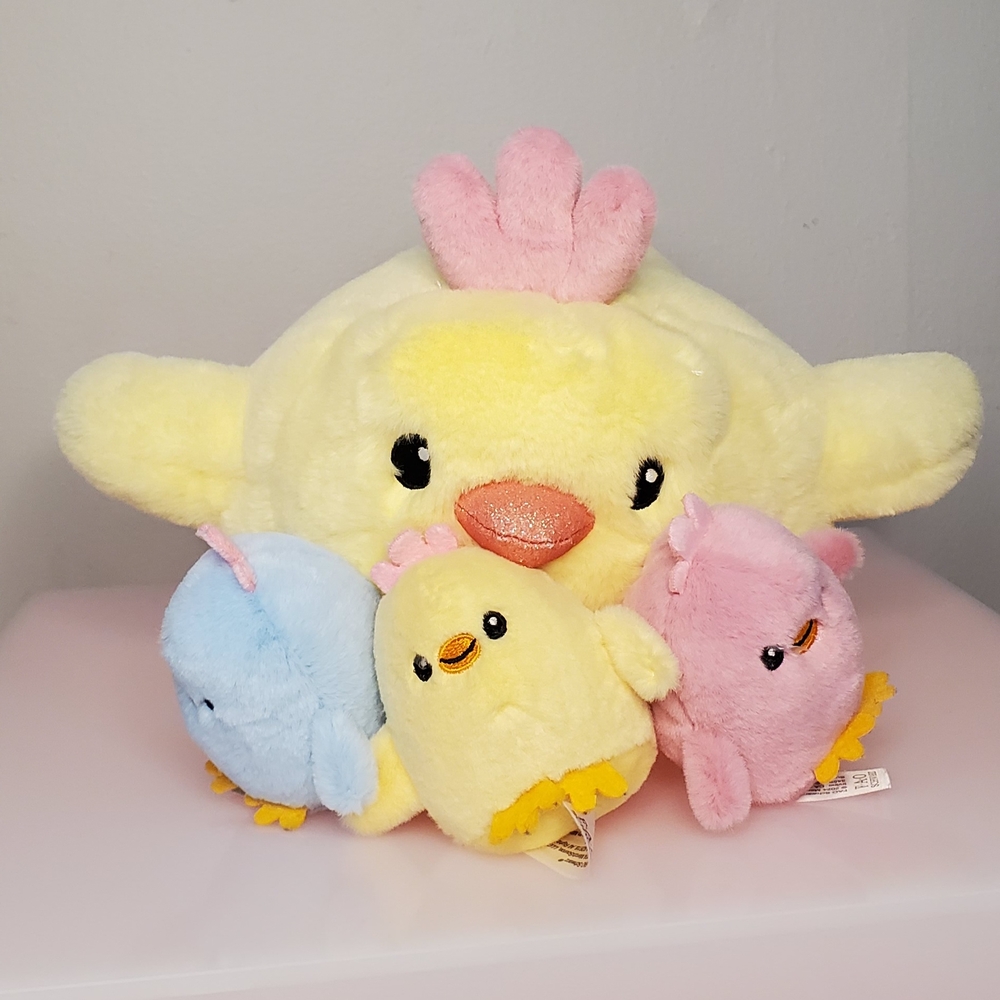 FAO Schwarz Plush Chick‎ Trio - Yellow, Blue, Pink